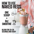 NAKED Reds Superfood Powder - Healthy, Energizing Polyphenol Fruit Powder Mix, No Fillers, No Additives, Vegan, Non-GMO, Gluten Free - 28 Servings