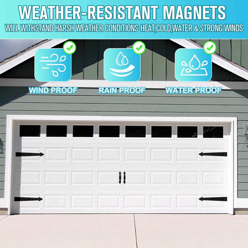 Magnetic Garage Door Hardware,Garage Door Magnetic Decorative Hardware 8 Hinges + 4 Handles for Iron Door,Easy Install,Durable & Waterproof (Classics Style,2 Pack)