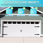 Magnetic Garage Door Hardware,Garage Door Magnetic Decorative Hardware 8 Hinges + 4 Handles for Iron Door,Easy Install,Durable & Waterproof (Classics Style,2 Pack)