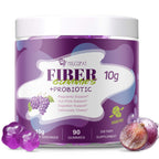 Migcopat 10G Fiber Gummies for Adults, No Sugar Added Grape Flavor, Fiber Supplement with 30 Billion CFU Probiotics Blend, ACV, Vitamin C, Inulin, Support Digestive Health, 90 Count