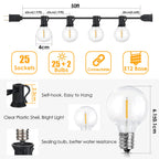 Mlambert 50Ft LED Outdoor String Lights G40 Globe Dimmable Patio Light, Waterproof Hanging String Light with 27 Warm White Shatterproof Bulbs(2 Spare)
