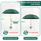 2-in-1 Garden Kneeler with Umbrella, Garden Kneeling Bench & Green Umbrella, Portable Garden Stool Loads Capacity 330lb and Garden Tools Bag with bottle holder, Gardening Gifts for Women,Men,Seniors