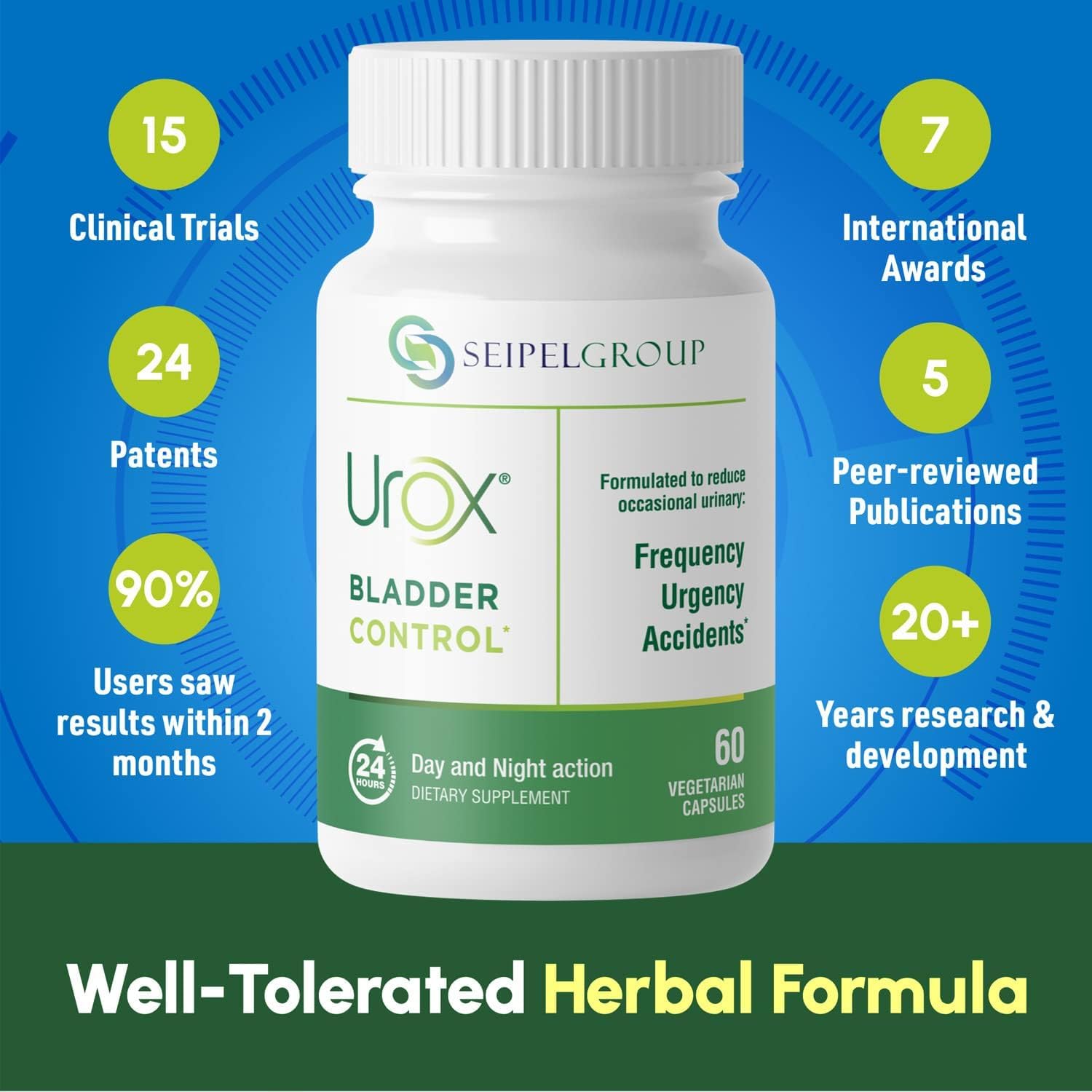 Bladder Control, Safe and Effective Bladder Support Supplement for Men & Women, Helps Reduce Urinary Leakage, Incontinence, Frequency, Urgency, Night Trips to Bathroom - 60 Vegetarian Capsules