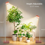 FECOLGT Grow Light for Indoor Plants, Full Spectrum Floor Plant Lamp with Convex Lens, Timer 6/12/18H, Faux Walnut Wood Grain, 12-57 inches Height Adjustable Desktop and Standing Growing Light