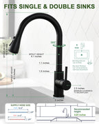 Kitchen Faucet with Pull Down Sprayer, Brushed Nickel High Arc Modern Classic Sink Faucet Stainless Steel Fit for 1 or 3 Hole for Pot Filler Bar Farmhouse Laundry Rv