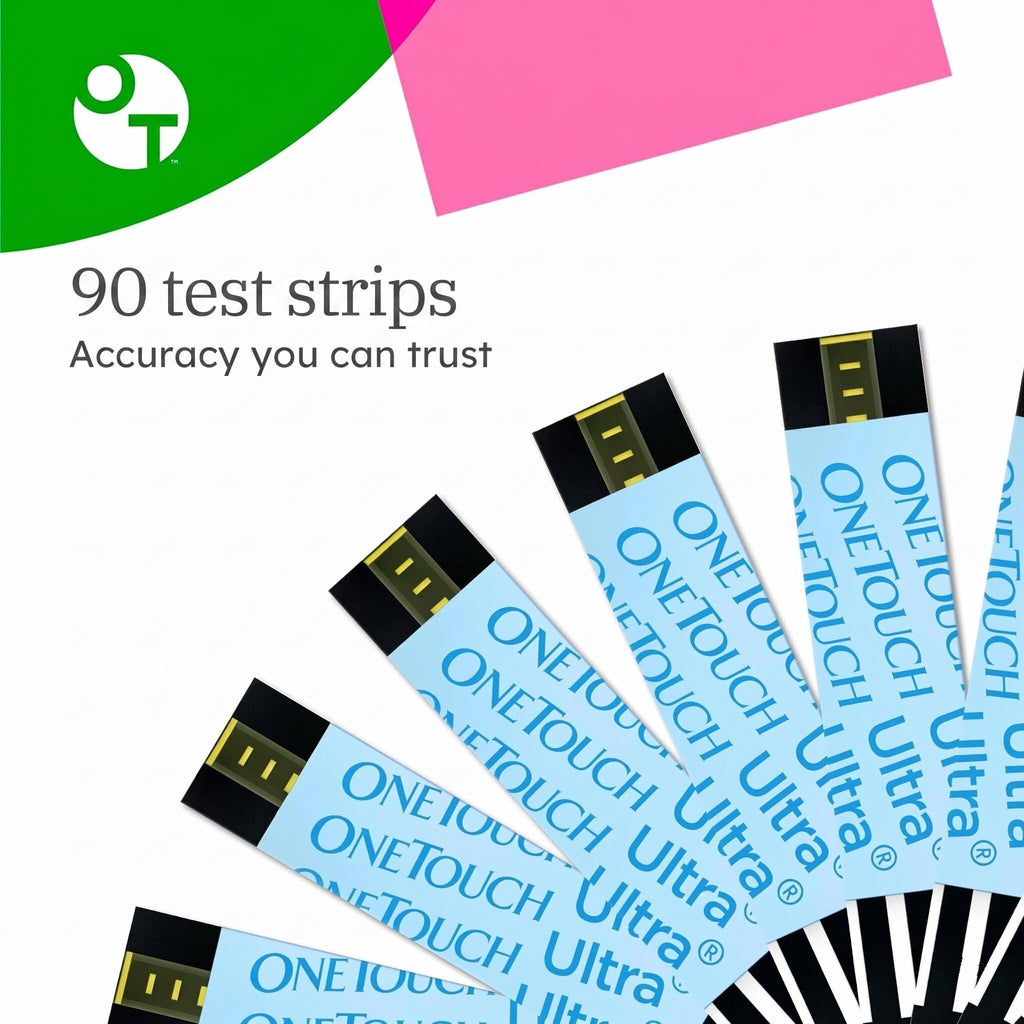 OneTouch Ultra Test Strips - 90 Count - Diabetic Test Strips for Blood Glucose Meter & Daily Blood Sugar Levels - 30 Count/Pack (3 Pack)