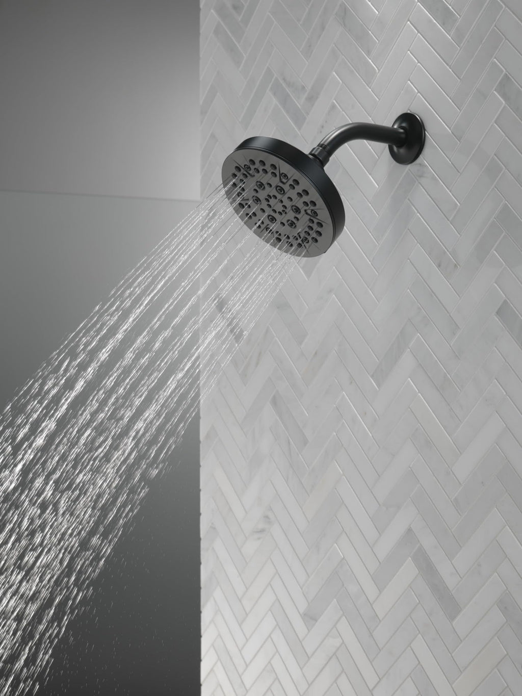 Delta 6-Setting Matte Black Shower Head with High Pressure Spray, 6 Inch Round Shower Head, Showerheads, 1.75 GPM Flow Rate, Matte Black 52535-BL