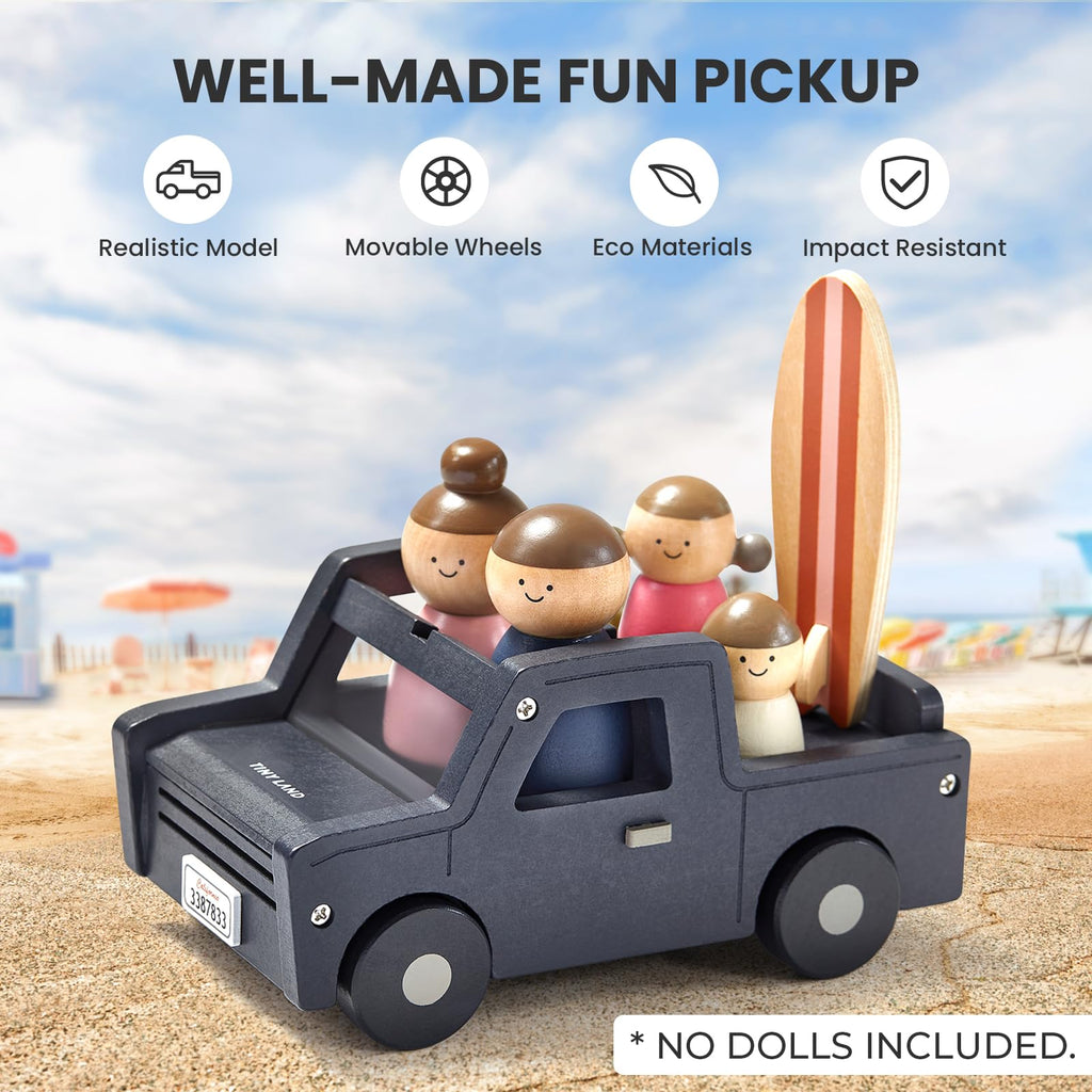 Tiny Land Wooden Dollhouse Garage Toy Set – Realistic Design with Garage, Workbench, Lawn Mower, and SUV Car – Ideal Gift for Kids