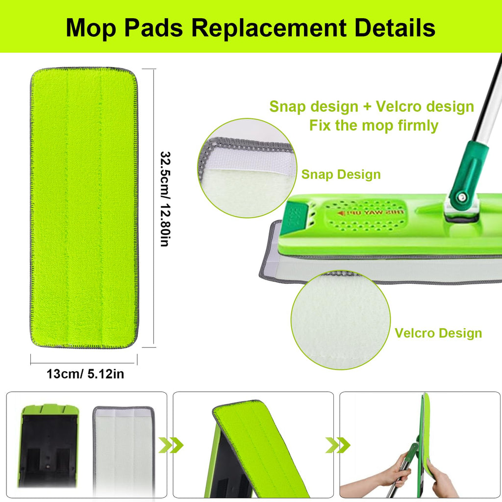 Replacement Microfiber Mop Pads for Libman Rinse 'n Wring Mop and Bucket System, Washable Reusable Wet & Dry Cleaning Refill Head for Multi-Surface Floor-12 Pack