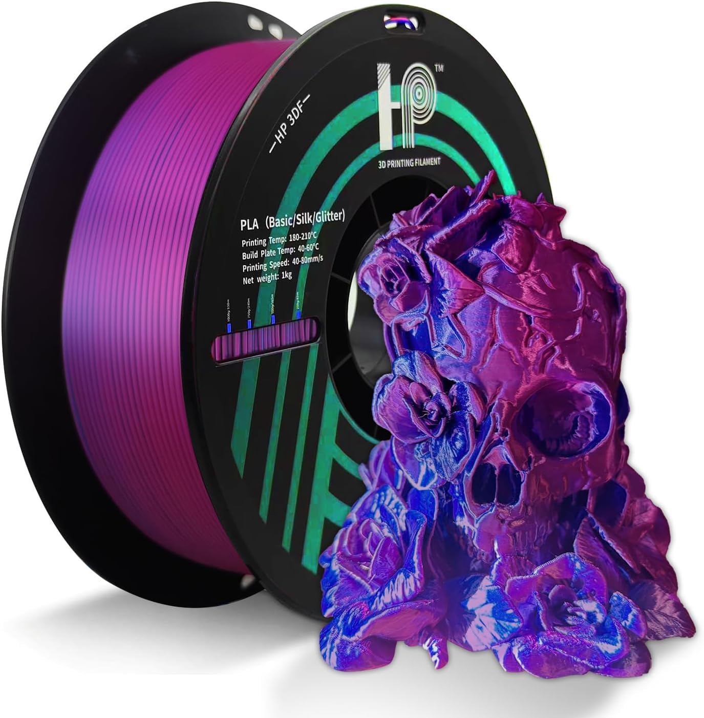 HP3DF PLA Filament, PLA Plus(PLA+), 3D Printer Filament, PLA Filament 1.75mm Dimensional Accuracy +/- 0.02mm, 1KG Spool (2.2 lbs), Fit Most FDM Printer (Matte White)