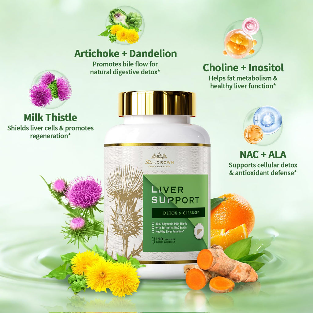 Milk Thistle Supplement for Liver Cleanse Detox & Repair- 80% Silymarin, with N-Acetyl Cysteine(NAC), Artichoke, Turmeric & Dandelion for Liver & Antioxidant Support, All-Natural, Gluten Free, Non-GMO