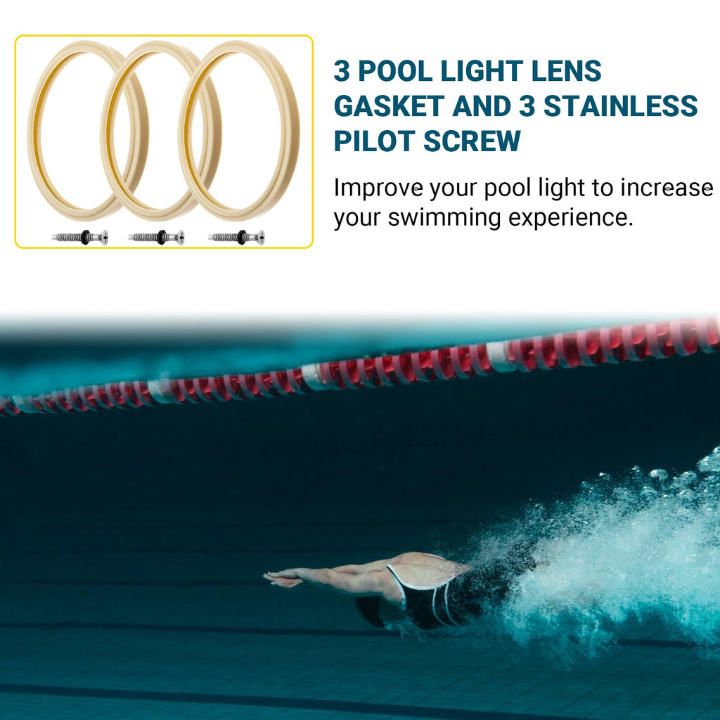 AR-PRO 8 3/8" Pool Light Lens Gasket - Exact Replacements for Pentair Part Numbers 79101600Z and 79104800 - Works with Pentair IntelliBrite, AmerLite, and SAM Amerlite Lights，Set of 3