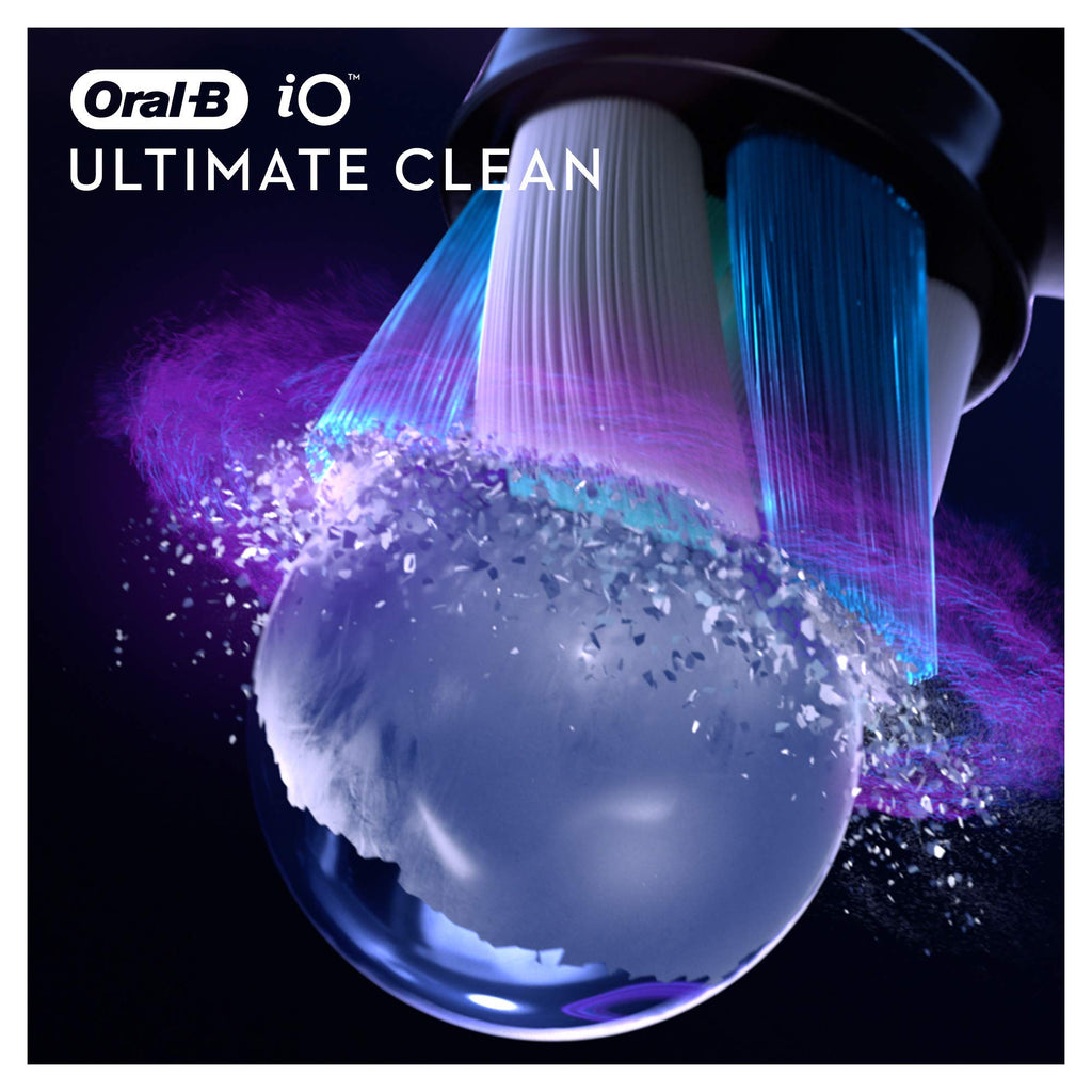 Oral-B iO Ultimate Clean Electric Toothbrush Head, Twisted & Angled Bristles for Deeper Plaque Removal, Pack of 4, Suitable for Mailbox, Black