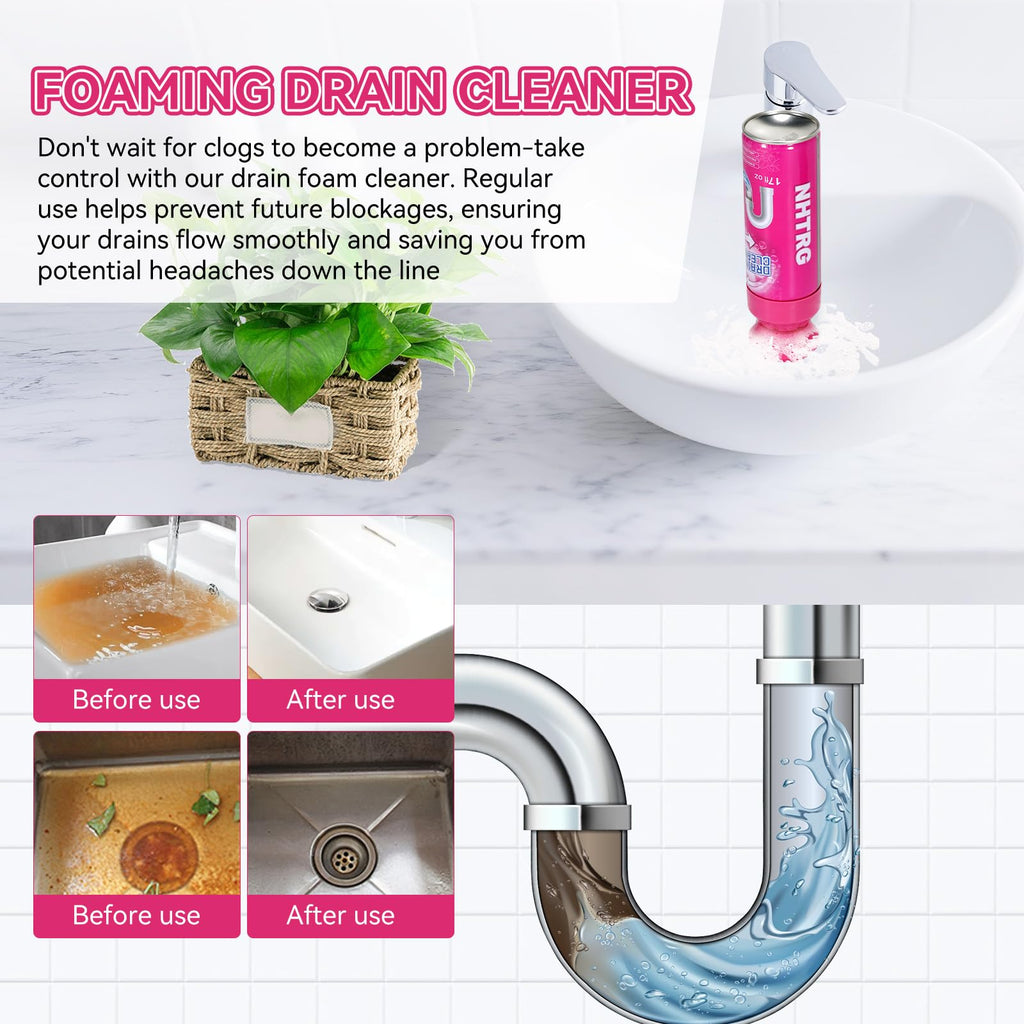 Foaming Drain Cleaner, Sink Cleaner and Deodorizer, Drain Clog Remover for Kitchen Sinks, Tubs, Shower Drains (3 Pcs)
