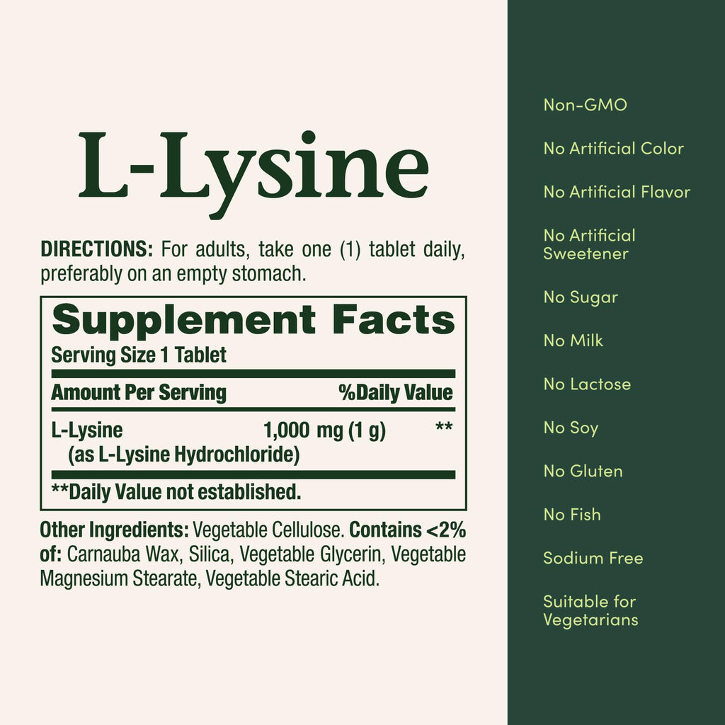 Nature's Bounty L-Lysine 1000 mg, 60 Tablets (Pack of 3)