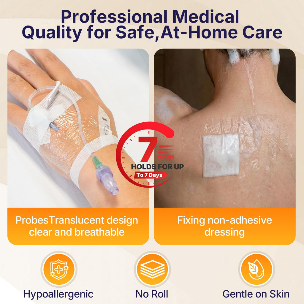 Transparent Film Dressing with Pad, 2.3" x 2.75", 50 Pack, Waterproof Patch