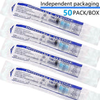 Luer lock 1ml Syringe with 23G 1inch/25mm Lab Supplies for Scientific Research, Industrial Dispensing or Liquid Measuring, 50Pack