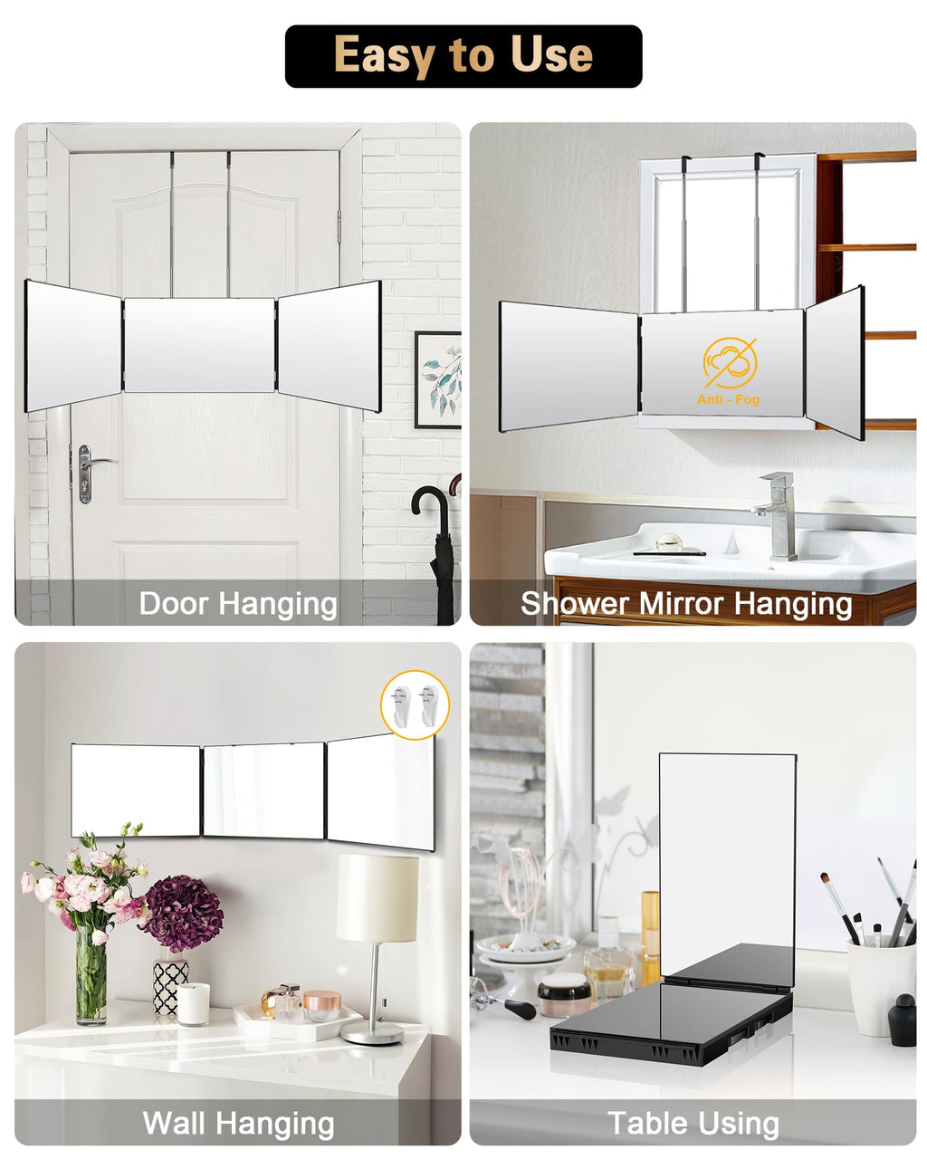 JUSRON 360 Viewing Angle Self Hair Cutting Mirror Shower Mirror