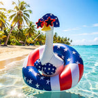 TAQIYEZ Hawaiian Porch Goose Outfit with Sunglasses & Wreath, 4th of July Patriotic Goose Bikini Outfits for Lawn Patio Outdoor Decor