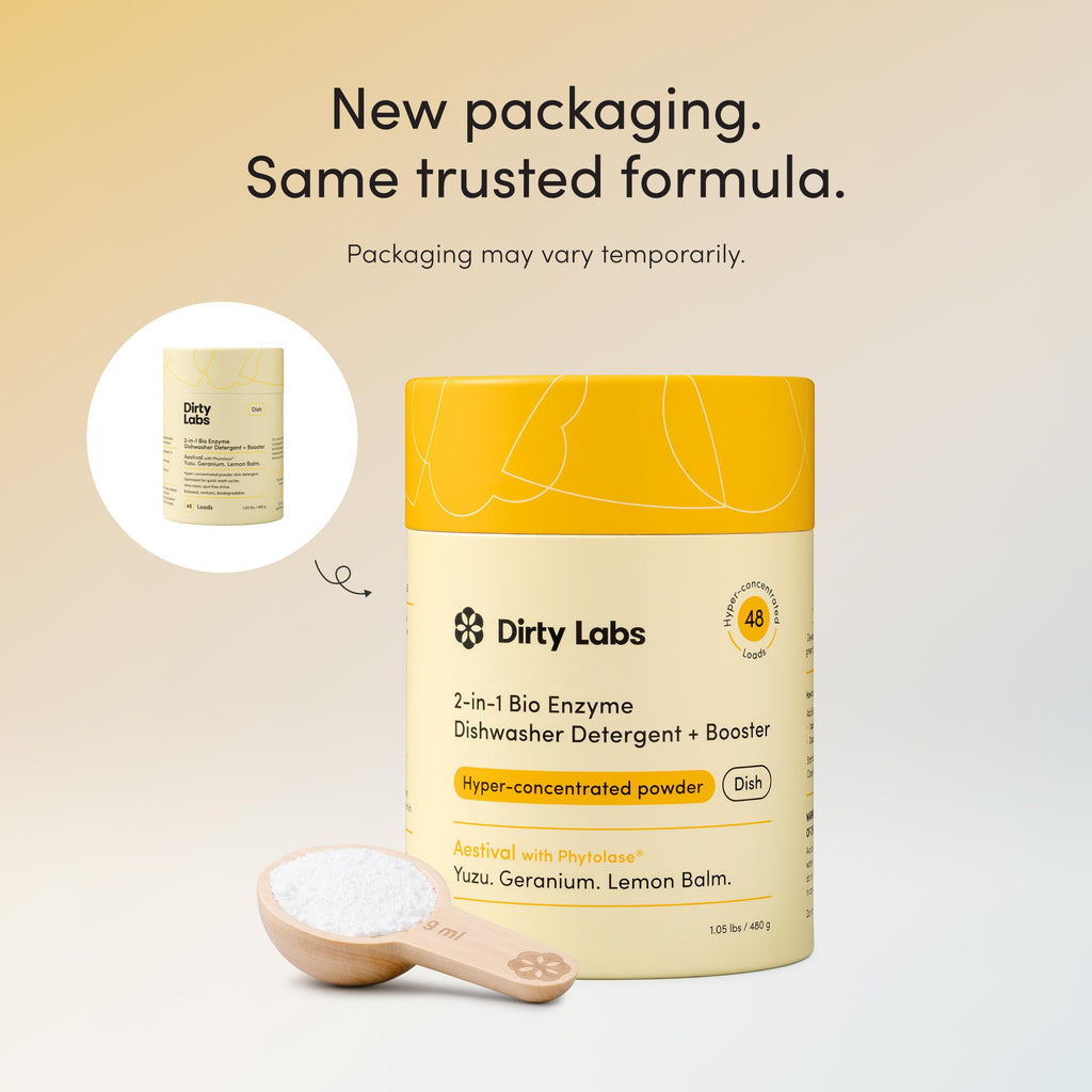 Dirty Labs | Dishwasher Detergent and Booster | Aestival Scent | 96 Loads (2 lbs) | Ultra Clean, Spot Free, Quick Wash Optimized | Hyper Concentrated
