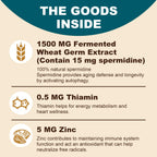 Spermidine Supplement 15 MG - 99% Purity, High Absorption, 1500 MG Fermented Wheat Germ Extract with Zinc & Thiamin, Spermidine for Men & Women - Cellular Renewal, Aging Defense, Energy, 60 Softgels