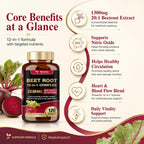 Totaria Beetroot Capsules 2230mg Support Blood Pressure & Heart Health, Nitric Oxide Supplement with Grape Seed, Hawthorn, Garlic & CoQ10, Blood Flow Beet Root Powder | 120 Count