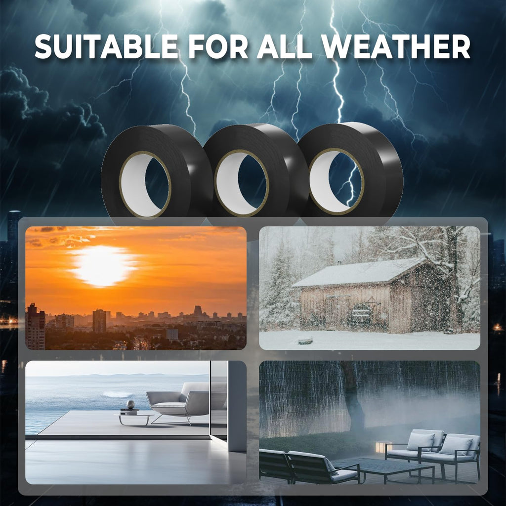 SWRT 0.75" x66ft 3 Pk Electrical Tape, Waterproof Flame Retardant.
