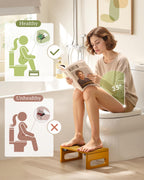 AmazerBath 7 Inches Bamboo Toilet Stool Squat for Adult, Foldable Squatting Potty Stool for Bathroom, 0.79" Thickness Poop Stool with Non-Slip Strip, No Assembly Required, Dark Wood Color
