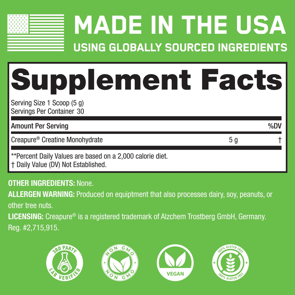 SteelFit Creapure Creatine Monohydrate Powder - German Micronized Creatine Powder for Men & Women - Gym Workout Nutritional Supplements for Muscle Gain, Brain Health & Strength Building, 30 Servings