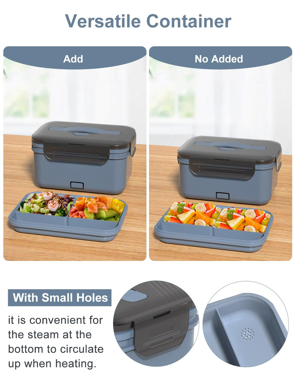 Electric Lunch Box Food Heater, New 100W Portable Food Warmer, Heated Lunch Box for Adults Car/Home with 1.8L Removable Stainless Steel Container, Christmas White Elephant Gifts, 12V/24V/110V/220V