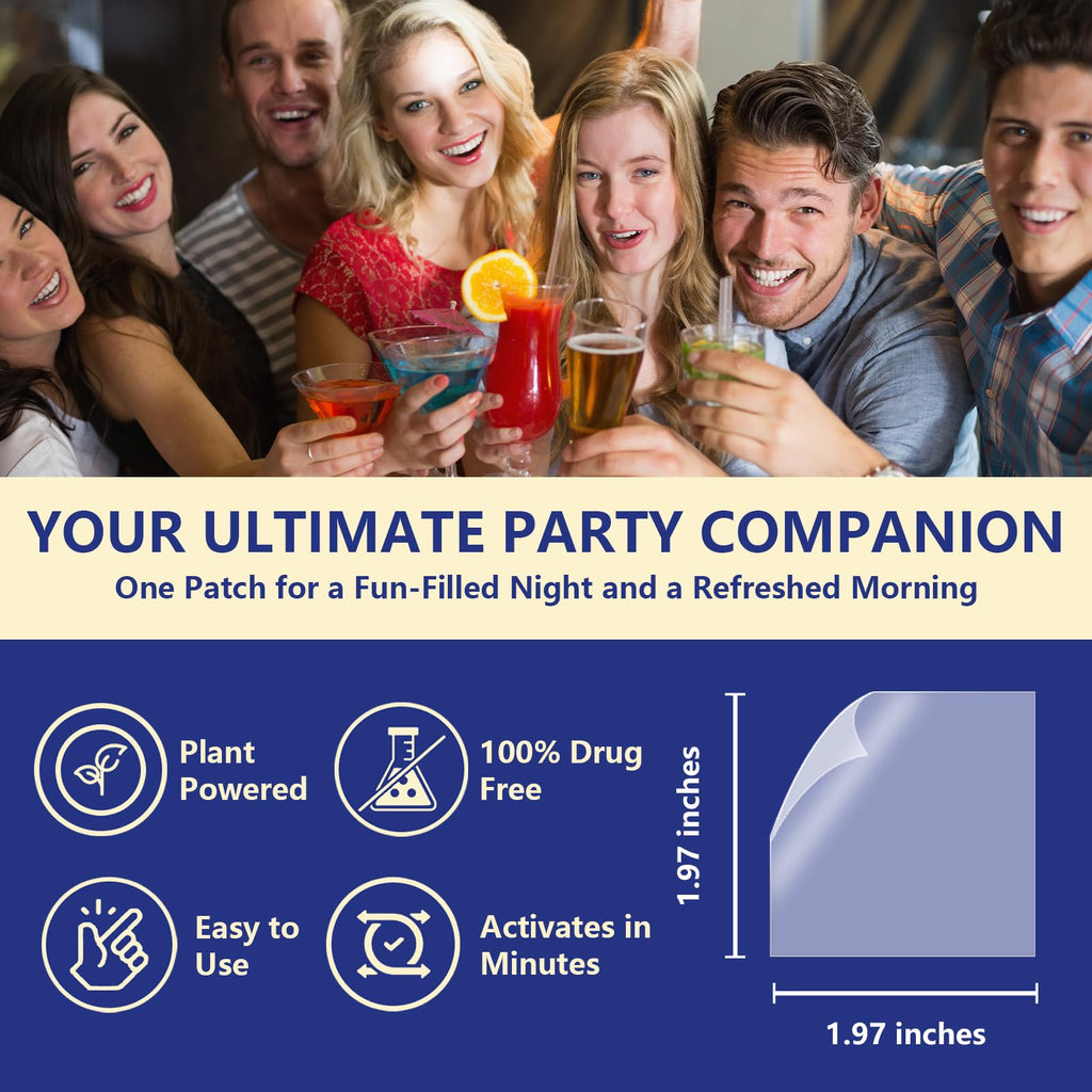 Party Recovery Patches 20 Pack, Natural Ingredients for Quick Recovery, Individually Wrapped, Skin-Friendly & Waterproof - Enhanced Morning Formula, Wake Up Refreshed and Energized