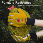 FEISHDEK Cactus Gloves Soft Deerskin Women Gardening Glove Thorn Proof for Cacti Handling (Large - Short Sleeve, Yellow)