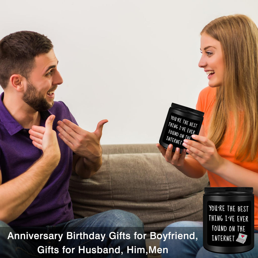 Homsolver Gifts for Boyfriend, Him, Husband, Men, Funny Anniversary Birthday Christmas Valentines Romantic Gifts for Him, Boyfriend, Black Cedar Juniper Sandalwood Candle