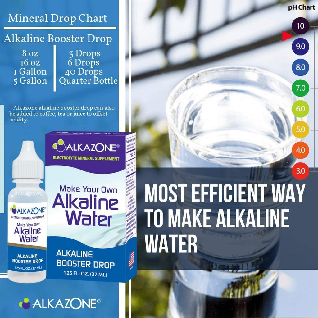 Alkazone Make Your Own Alkaline Water | 1 Pack Makes 20 Gallon | Alkaline Booster Drop | 3 Pack 1.25 Oz