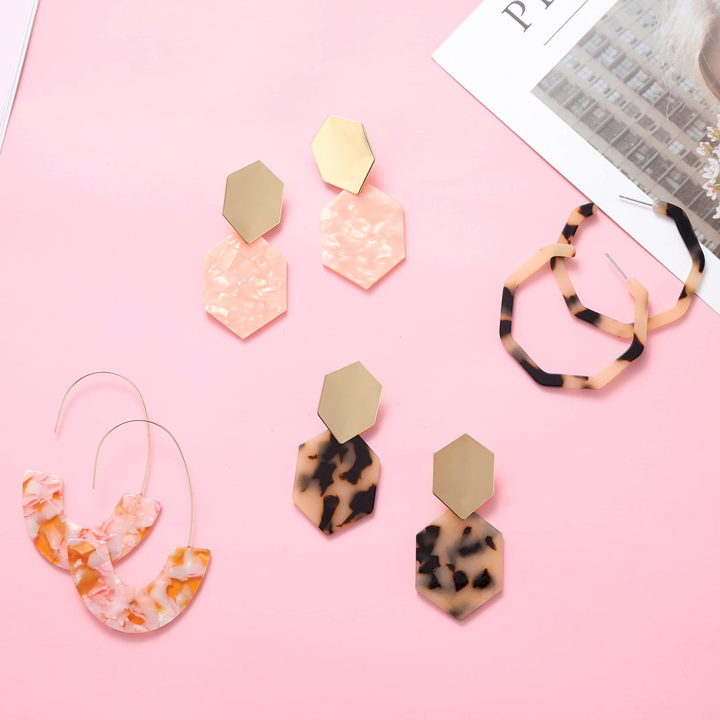 LANTAI Vacation Statement Earrings for Women Acrylic Rattan Earrings