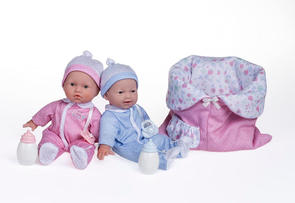 JC Toys La Baby 11" Soft Body Twin Baby Dolls – Removable Outfits and Reversible Sleeping Bag & Accessories– Small Baby Doll Toys for Children 12 Months +