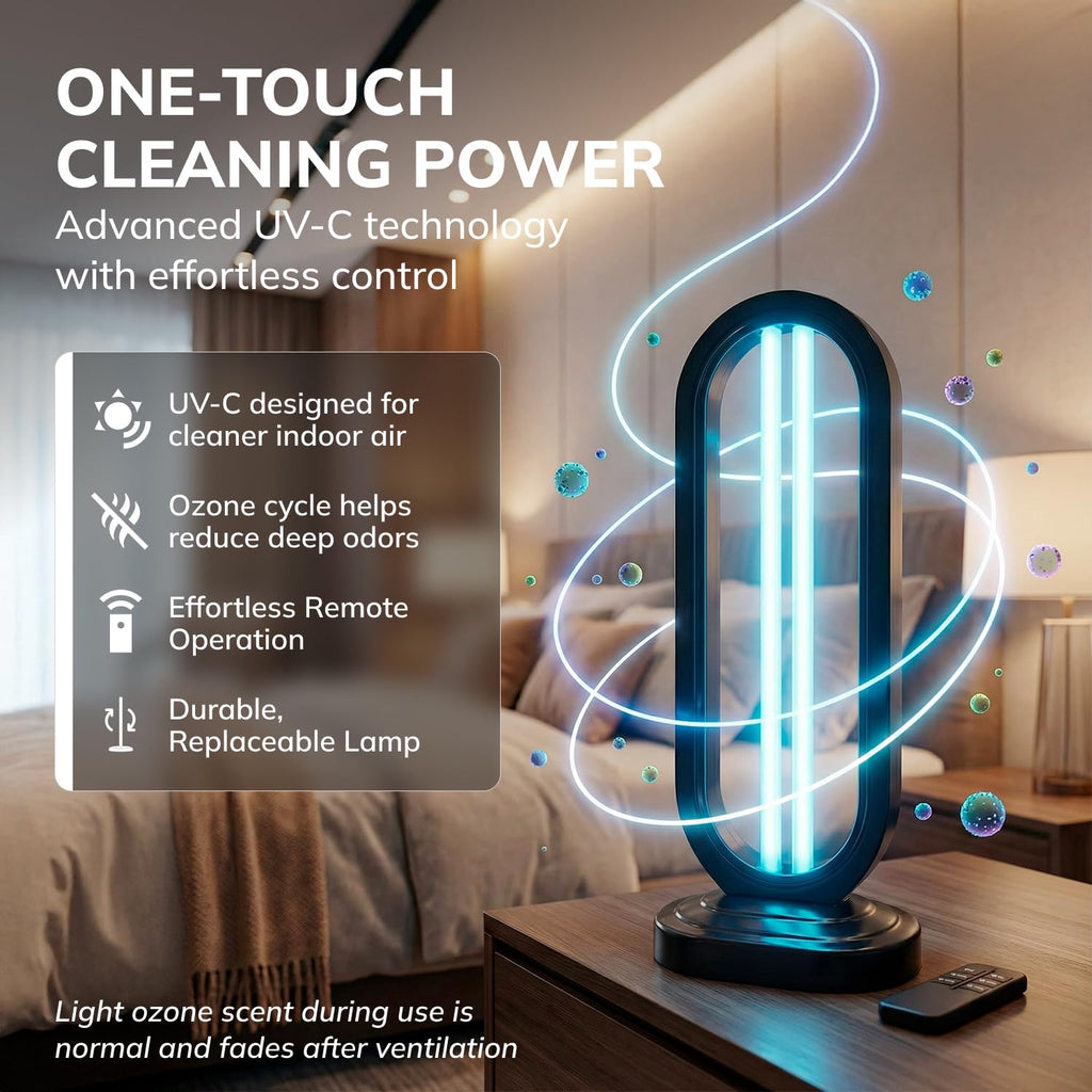 Swissklip Swissker HaloUV, Mold Remover, Home Disinfection Device, Dust Mites Remover, UV Light Sanitizer, Ultraviolet Sanitizer for Home, Room & Kitchen, Ultraviolet Light with 4 Speed Timings