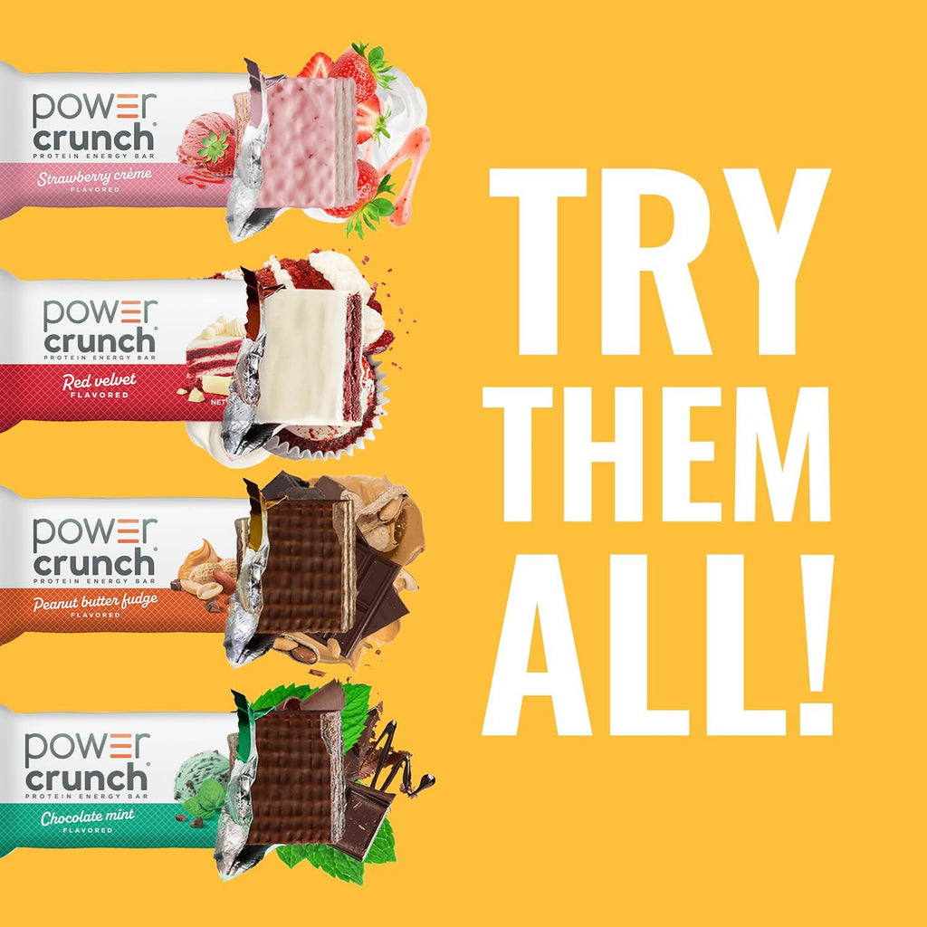 Power Crunch Protein Energy Wafer Bars, Chocolate Mint, 1.4 Ounce (12 Count)