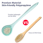 BEDELITE Back Scrubber for Shower - Long Handle Bath Brush (16.4 inches) with Soft Bristles, Exfoliating Body Brush for Men & Women(Blue)