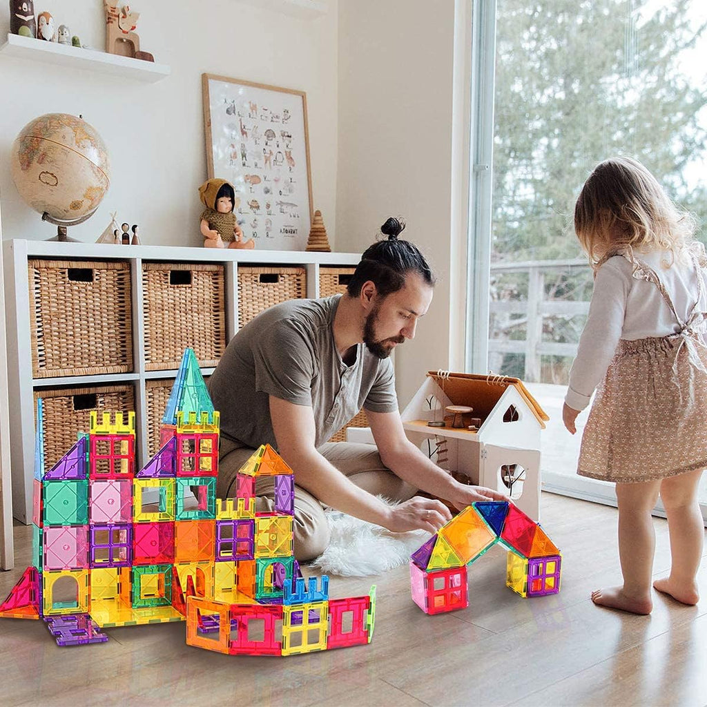 Landtaix 100pcs Magnetic Tiles for Kid Age 3+ Magnetic Blocks Toddlers Toys
