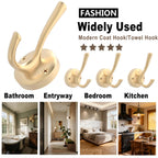 TOFIIGREM Gold Coat Hooks for Wall, 2 Pack Heavy Duty Towel Robe Hooks, Hats Hooks for Entryway Cubicle Closet Mudroom Bathroom Garage