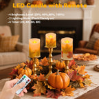 Maple Leaf Flameless Candles Set of 3, Fall Candles with Remote & Timer