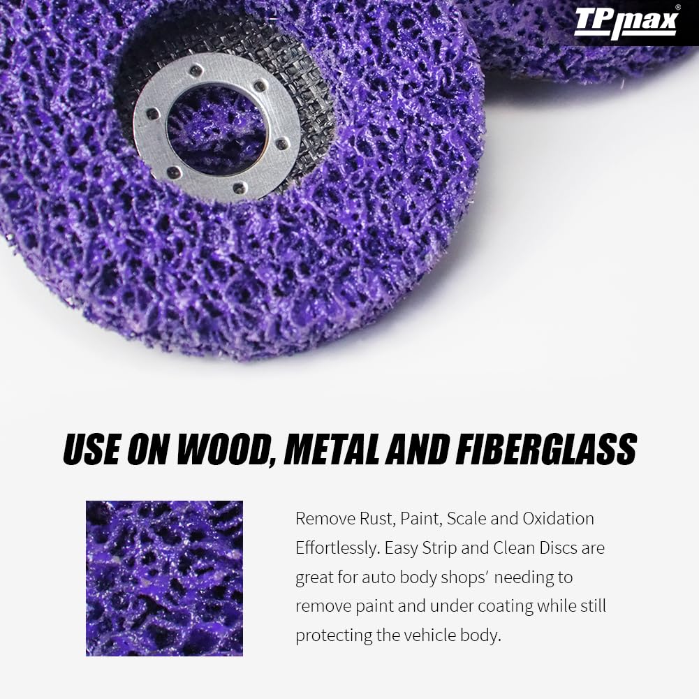 TPmax 5" x7/8'' Stripping Discs Rust Remover Wheel Remove Paint and Oxidation Poly Strip Wheel Disc Abrasive Angle Grinding Wheel - 10 Pack(Purple)