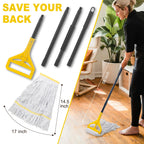 Commercial Mop with 3 Extra Large Replacement Heads,59" Long Handle Heavy Duty Industrial Mops for Floor Cleaning,Looped-End String Wet Cotton Mop for Home,Kitchen,Office,Garage,Concrete/Tile Floor