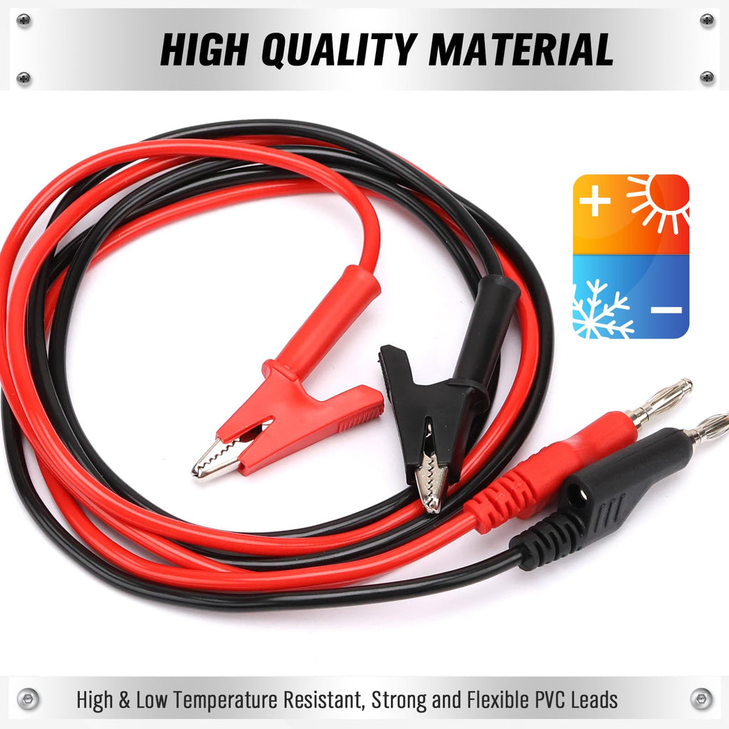 SWANLAKE 2-Piece Banana Plug to Alligator Clip Test Leads, 1000V 15A 3.5ft/1M Multimeter Electrical Alligator Clips, Flexible Copper Cable Banana Plug, Electrical Wires with Gator Clips