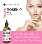 Kate Blanc Cosmetics Rosehip Oil for Face & Skin (4oz, Organic, Pure, Cold Pressed) Rosehip Seed Face Oil for Facial & Gua Sha Massage