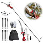Griactrl Pole Saw for Tree Trimming, 10.8FT Extendable Tree Pruner Long Handle Branch Cutter with Pruning Saw & Scissors, Manual Limb Trimmer for High Branches, Yard Garden