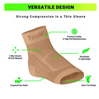 TechWare Pro Ankle Brace Compression Sleeve - Relieves Achilles Tendonitis, Joint Pain. Plantar Fasciitis Foot Sock with Arch Support Reduces Swelling & Heel Spur Pain. (Beige, XXL)