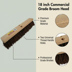 Janico Bristles Outdoor Surface Push Broom with Palmyra Bristles (18 Inch)