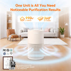 AIRROMI Air Purifier for Bedroom with A2001 Creamy Beige
